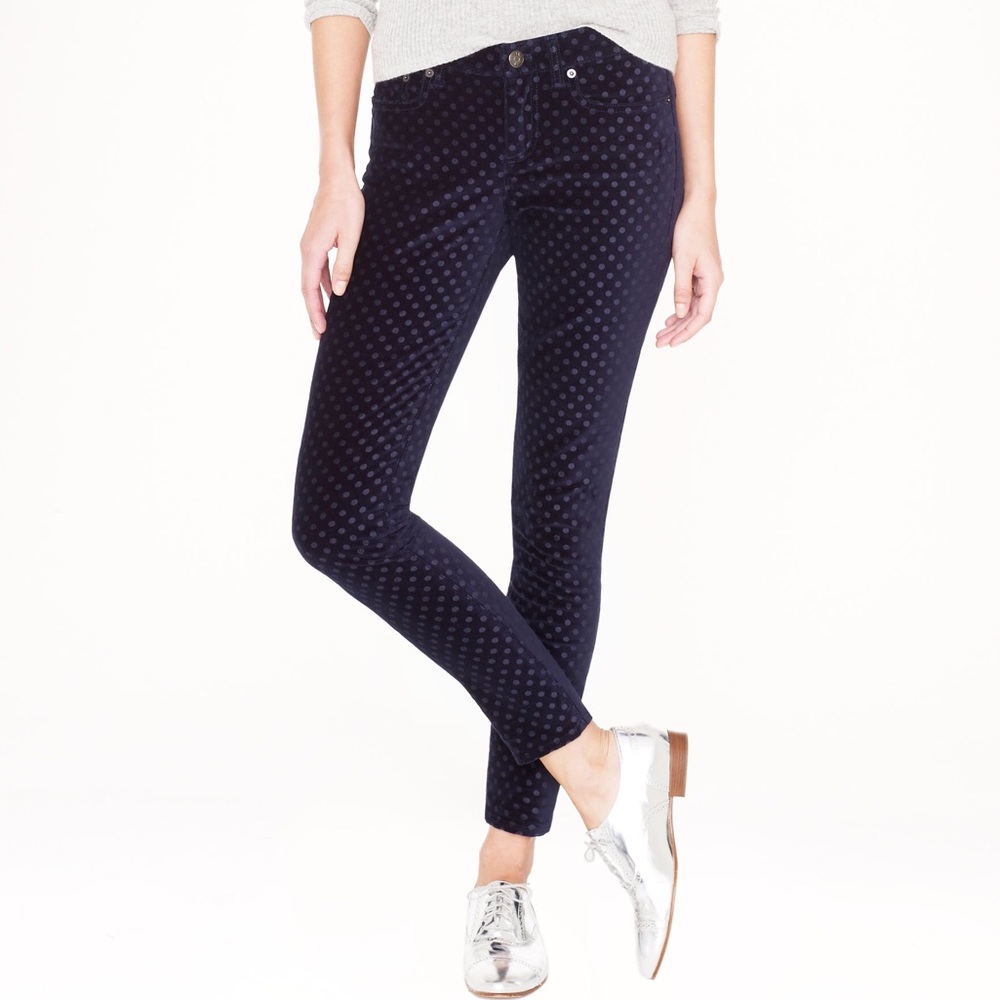 J.Crew• Toothpick Jean Velvet Dot